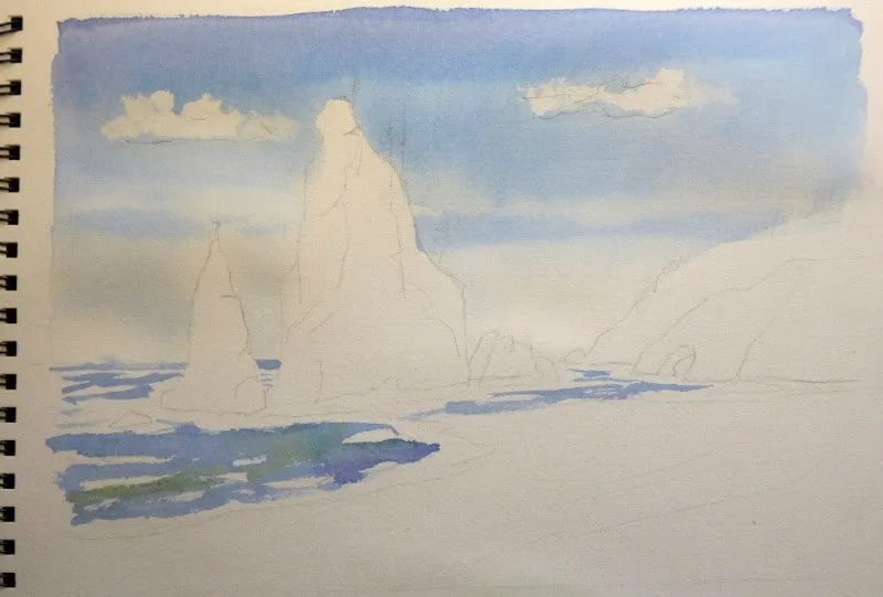 Các bước chuẩn bị bố cục cho tranh tô màu nước biển