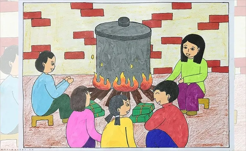 Nghi thức vẽ tranh Tết giúp gia đình kết nối qua các mẫu ảnh vẽ tranh ngày tết