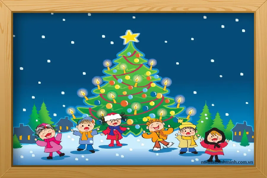 Người tuyết đáng yêu trong tranh vẽ đề tài Noel của học sinh tiểu học