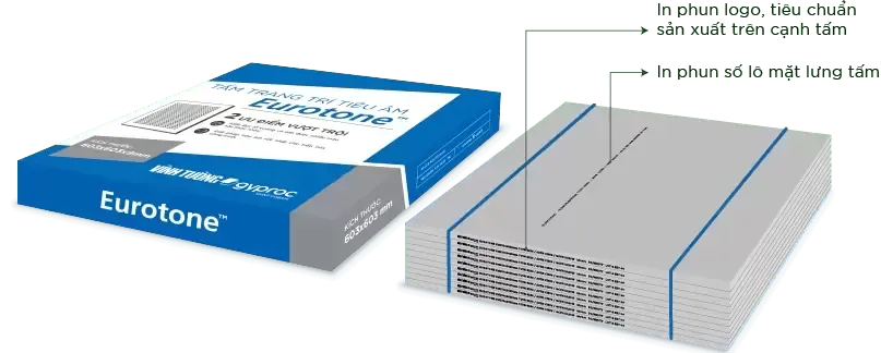 Nhận diện tấm thạch cao Trang Trí Đục Lỗ Eurotone (Trần Thả)