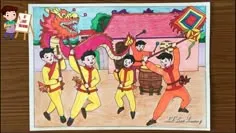 Những bức tranh lễ hội đền hùng mang phong cách sôi động