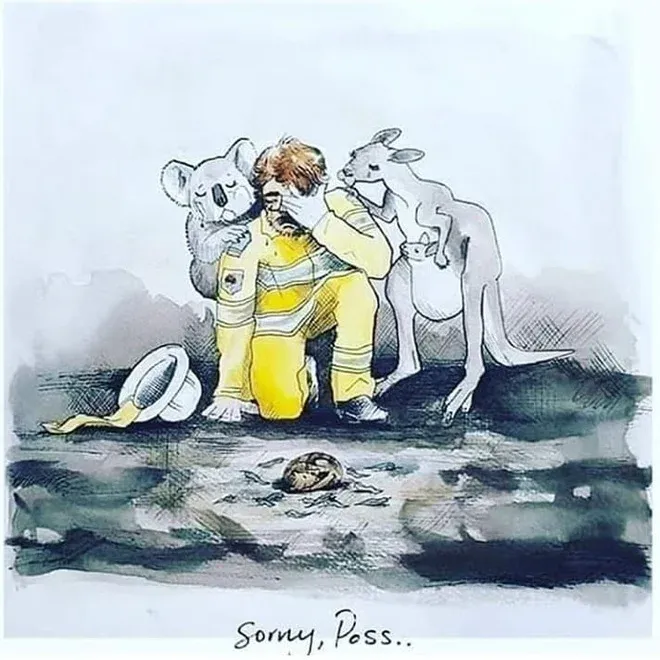 Nỗi đau mất mát được thể hiện qua nét vẽ về thảm họa cháy rừng