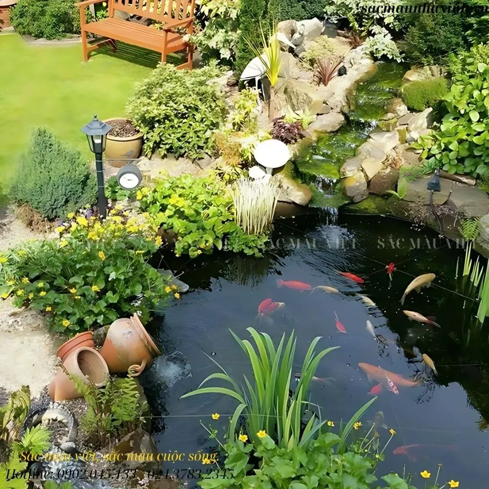 Hồ cá trước nhà theo phong thủy