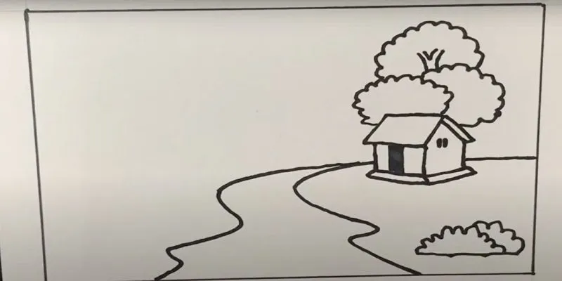 Phác họa dòng sông uốn lượn mang lại vẻ đẹp hiền hòa cho bức tranh