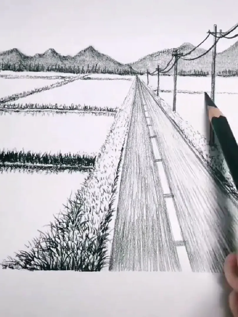 Phác họa nông thôn thời đại mới bằng bút chì dành cho lớp 9