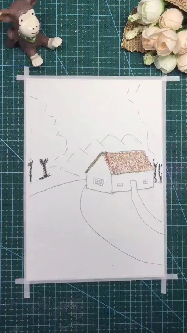 Phân chia bố cục dòng sông và núi non cho bài vẽ phong cảnh lớp 7