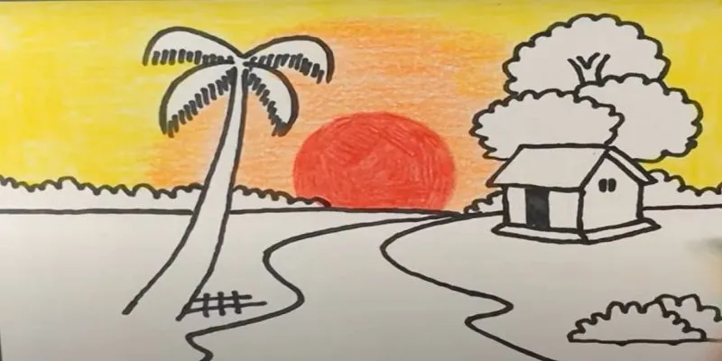 Phối màu cam và vàng tạo hiệu ứng ánh sáng bầu trời buổi sớm