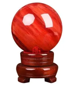 Quả cầu đá Obsidian đỏ thủy tinh núi lửa 3.6kg, trấn trạch mạnh mẽ