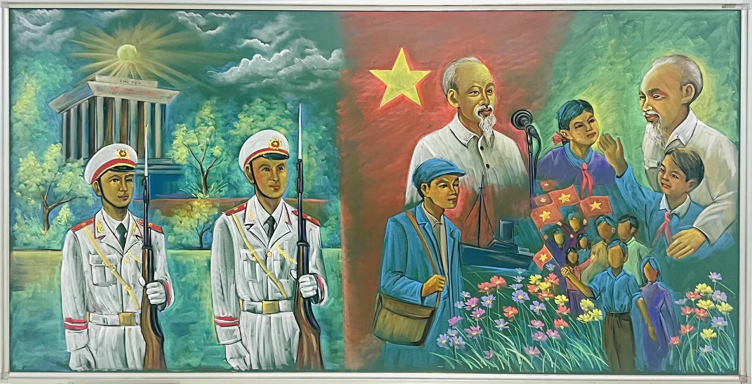 Quá trình thực hiện dự án tranh vẽ quốc khánh đầy tâm huyết của người thầy