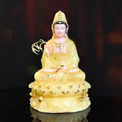 Tượng Quan Âm Bồ Tát Ngồi Đế Non Nước Bột Đá Thạch Anh, Nhiều Kích Thước