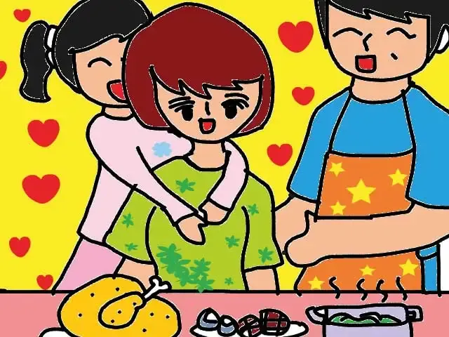 Sắc màu của sự hạnh phúc lan tỏa khắp không gian của bức tranh vẽ