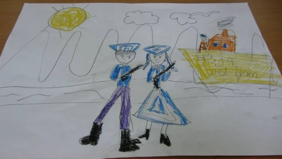 Sản phẩm tranh vẽ học sinh lớp 1 về chủ quyền biển đảo quê hương