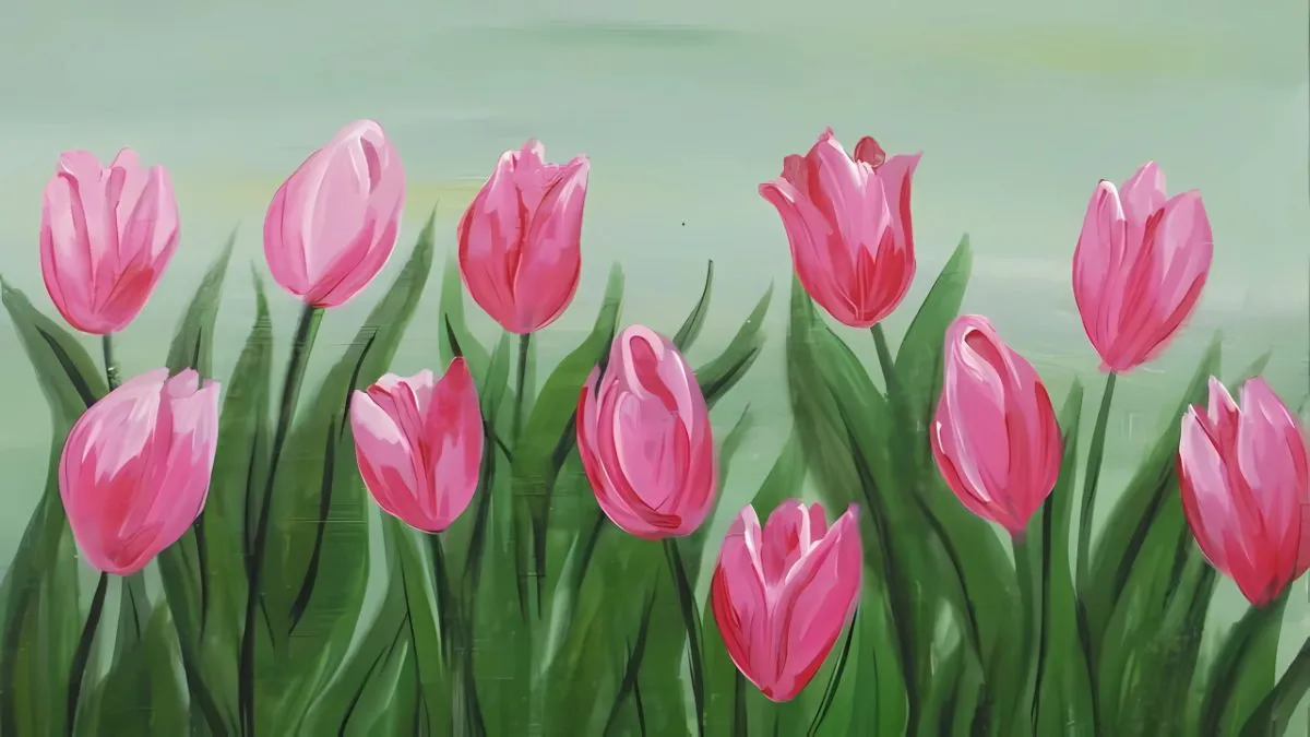 Sự kết hợp màu sắc độc đáo tạo nên nét riêng cho những bức tranh vẽ hoa đẹp mẫu