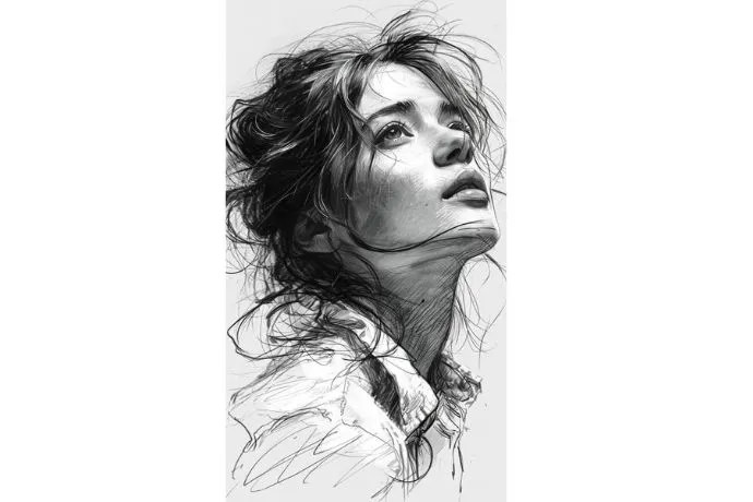 Tác phẩm chân dung cô gái với kỹ thuật xử lý ánh sáng và bóng tối phức tạp