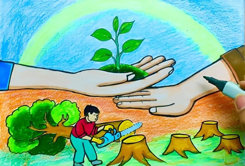 Tác phẩm tranh đẹp ý tưởng trẻ thơ lớp 5 thể hiện sự sáng tạo vượt bậc của học sinh