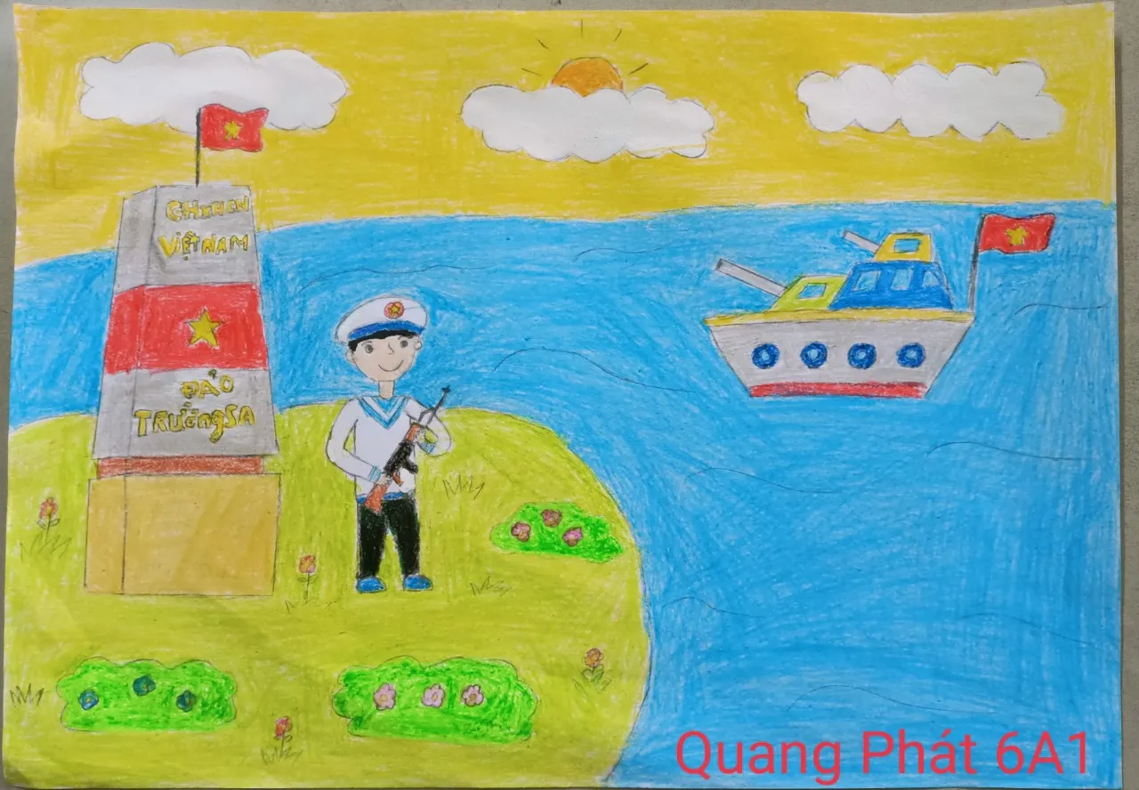 Tác phẩm tranh vẽ biển đảo với kỹ thuật màu nước độc đáo