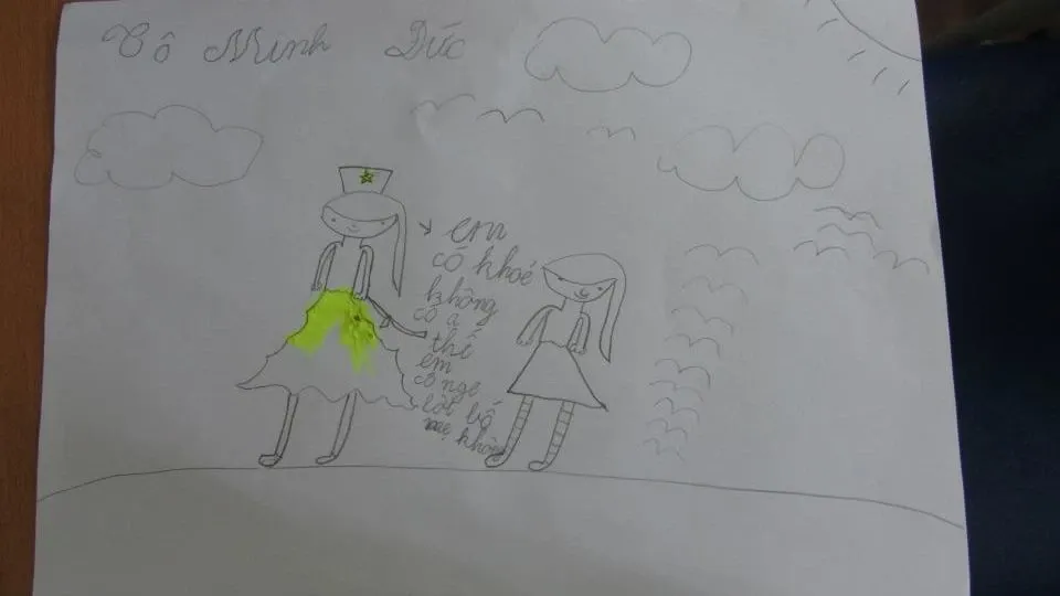 Tác phẩm tranh vẽ học sinh lớp 1 mô tả cuộc sống người lính hải quân