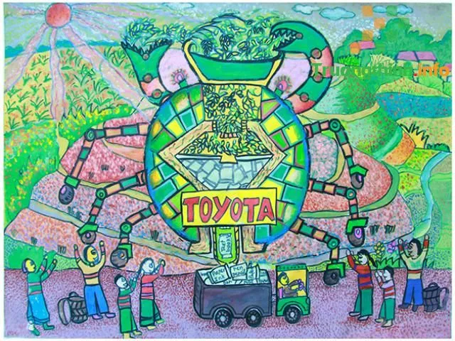 Tác phẩm tranh vẽ ô tô mơ ước đơn giản đẹp về chủ đề môi trường