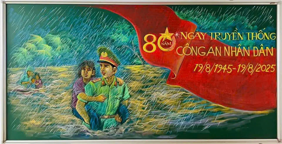 Tác phẩm tri ân lực lượng vũ trang nhân dịp kỷ niệm tranh vẽ quốc khánh