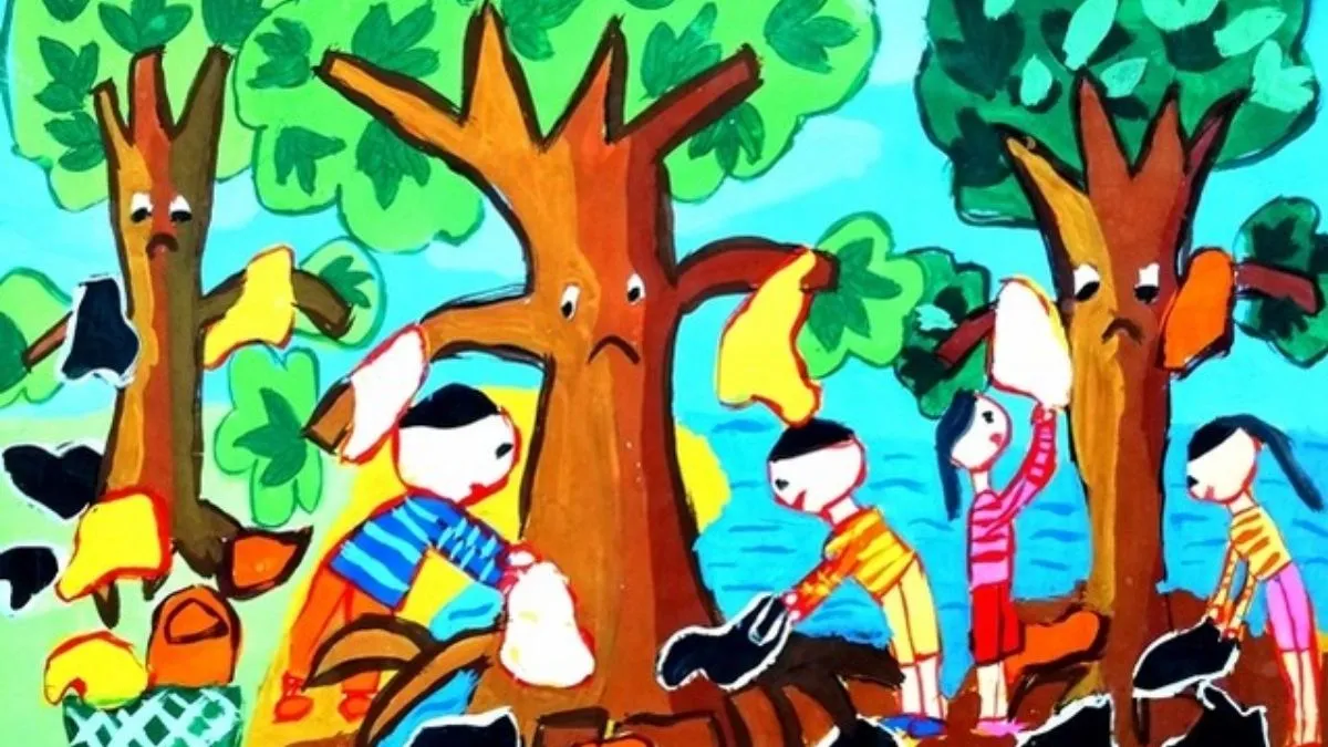 Tác phẩm vẽ tranh bảo vệ môi trường đẹp nhất của thiếu nhi về rừng xanh