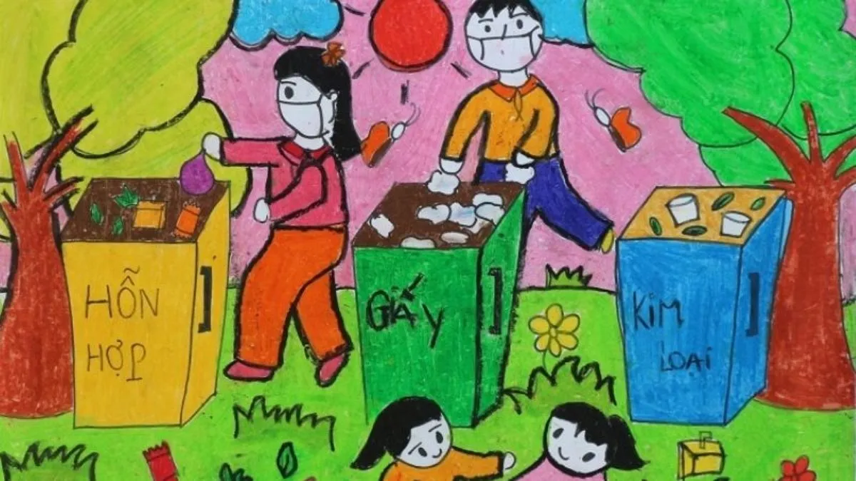 Tải tranh vẽ bảo vệ môi trường đẹp nhất về chủ đề quê hương xanh