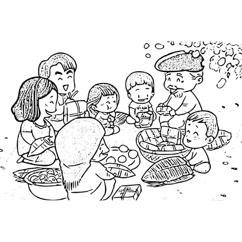 tập cho bé tô màu cảnh gói bánh chưng 2