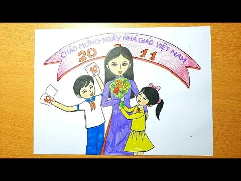 Thể hiện sự tri ân qua cách vẽ tranh vẽ 20 tháng 11 đẹp nhất ý nghĩa