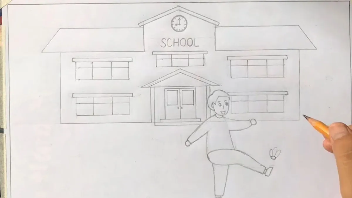 Thêm các chi tiết sinh động giúp việc vẽ tranh trường học đơn giản thú vị hơn