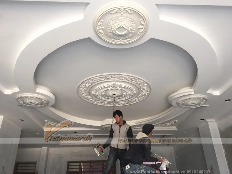 Thi công thực tế trần thạch cao cho căn biệt thự tại Bắc Ninh năm 2026