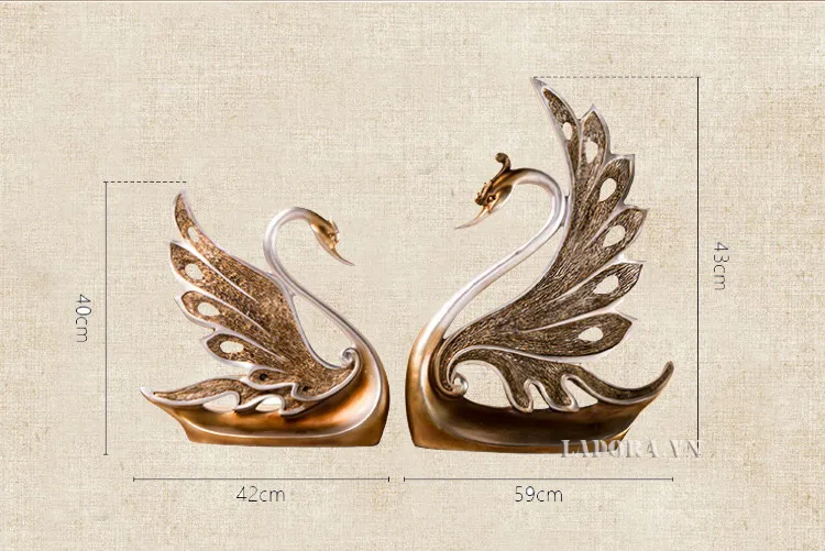 Kích thước tượng decor cặp thiên nga CV005