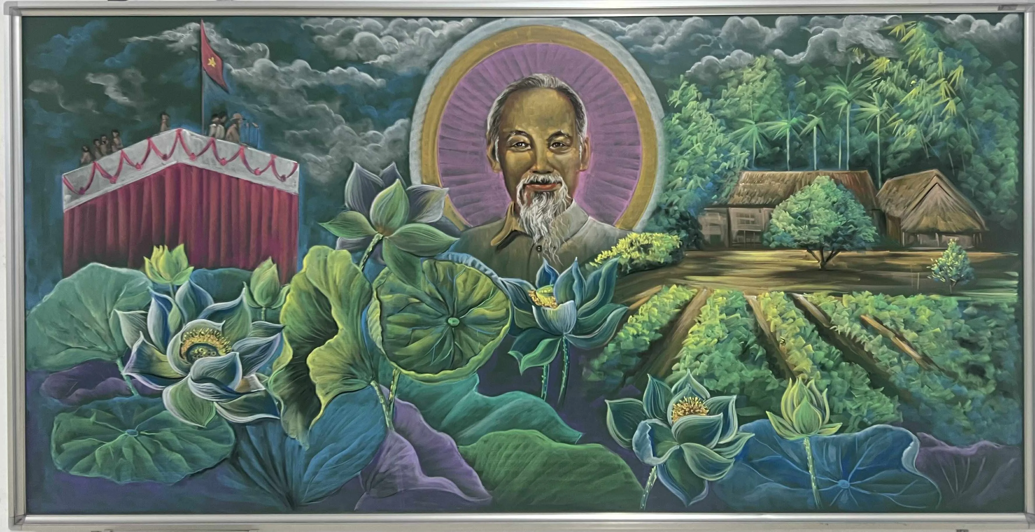 Thời gian và công sức thầy giáo đầu tư cho mỗi bức tranh vẽ quốc khánh