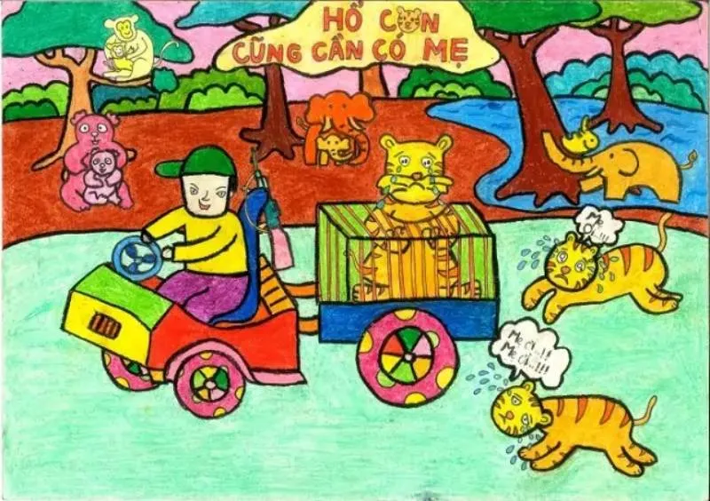 Thông điệp bảo vệ được thể hiện qua sự kết hợp giữa hình ảnh và chữ viết