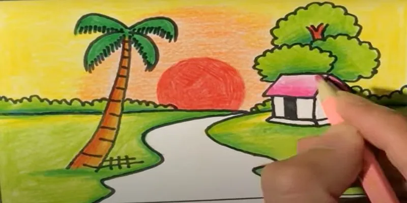 Tô mái nhà màu hồng tạo vẻ đẹp tươi tắn và nổi bật