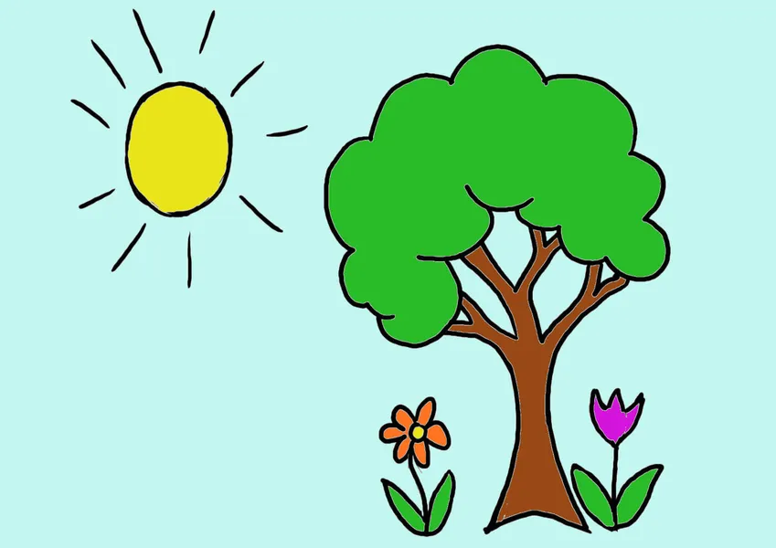 Bé sáng tạo phối màu cho vườn hoa dưới ánh nắng