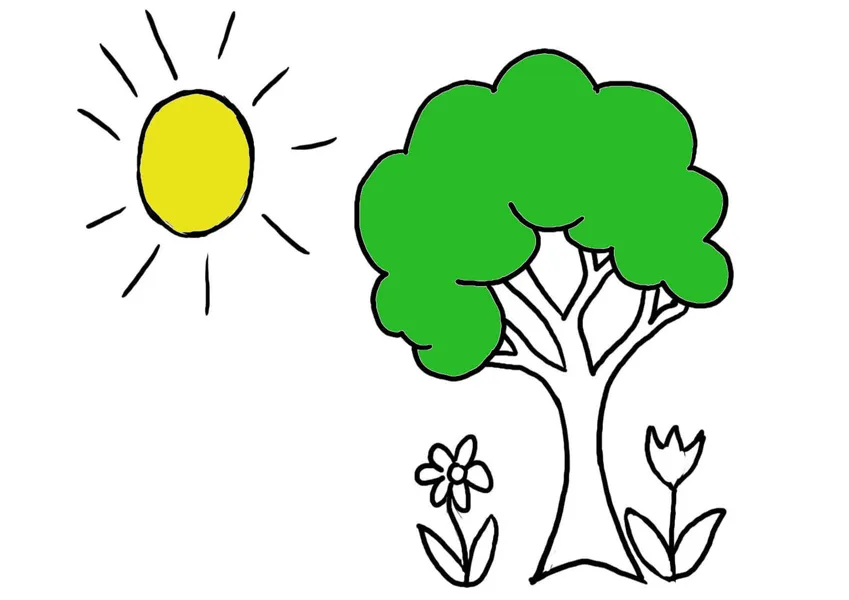 Cách tô màu tán cây xanh mướt cho bé phát triển tư duy