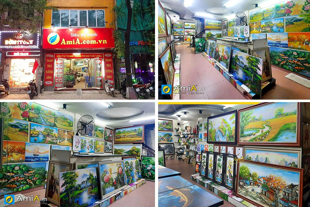 Toàn cảnh không gian trưng bày tại cửa hàng Siêu thị tranh AmiA Hà Nội