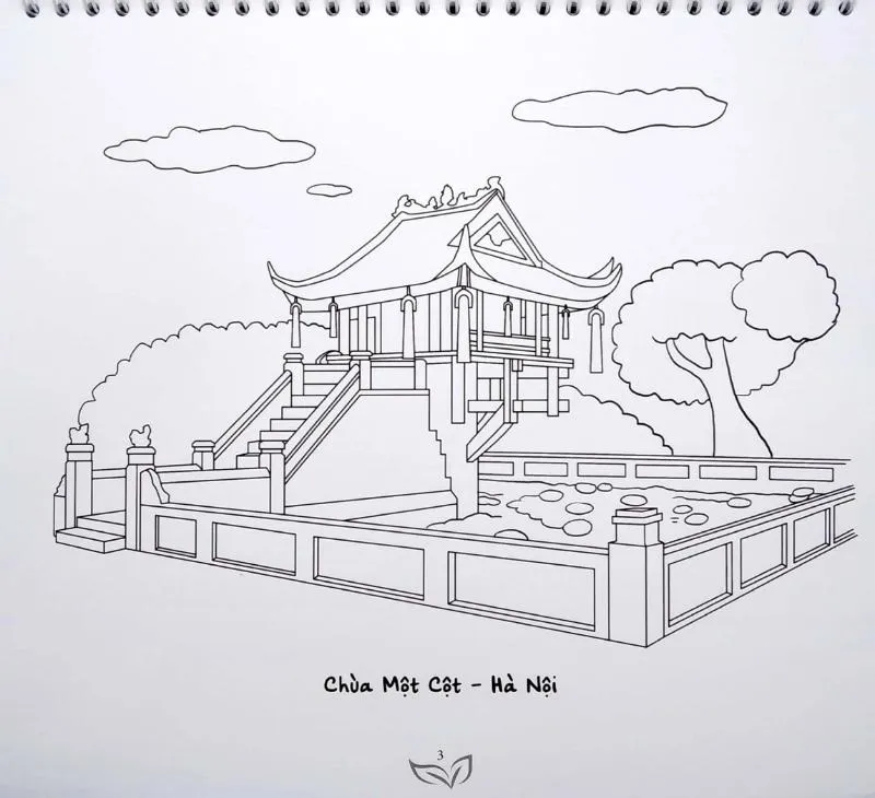 Tranh tô màu khám phá phong cảnh Việt Nam với Chùa Một Cột làm điểm nhấn