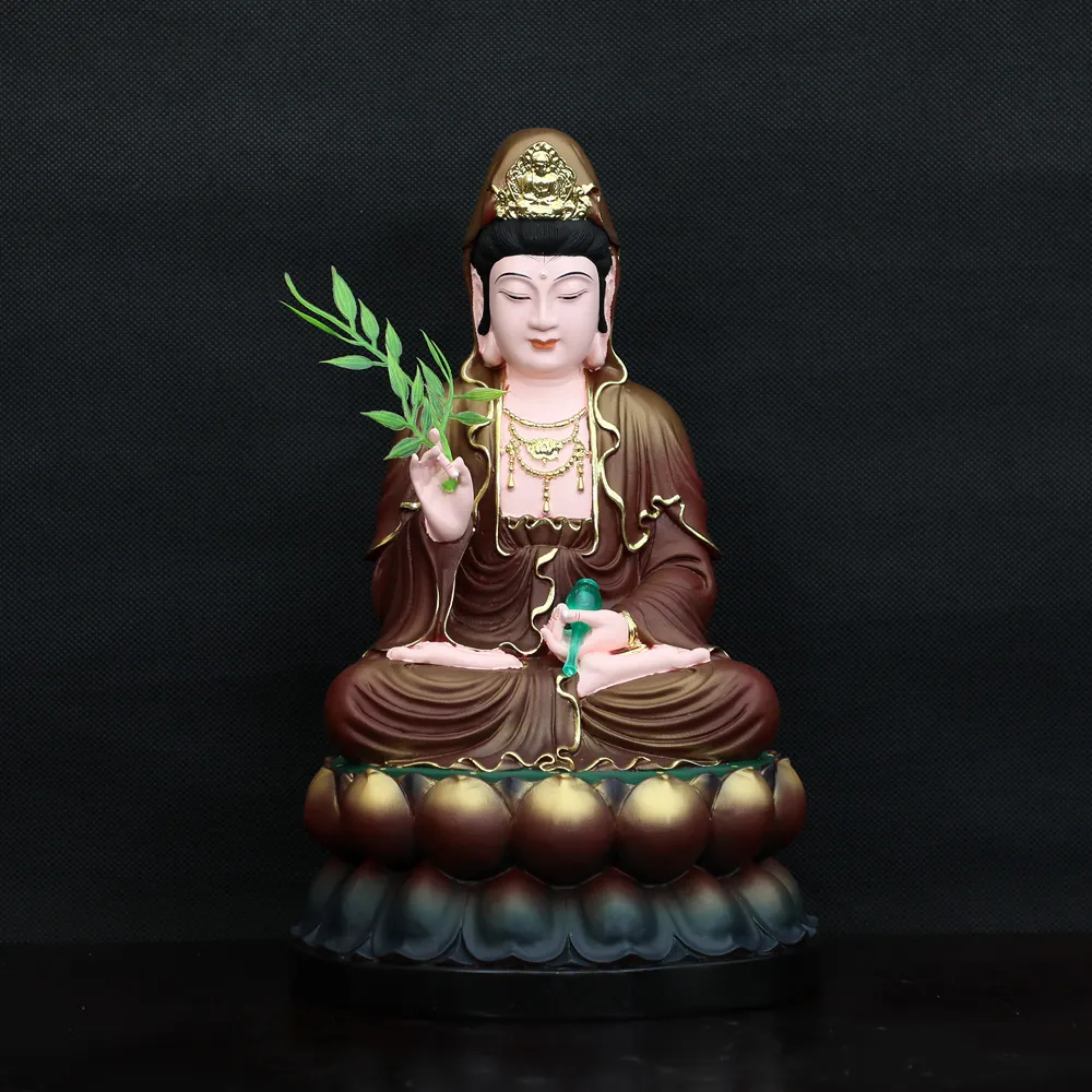 Tượng Đức Quan Âm Ngồi Bằng Composite Sơn Nâu