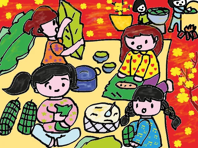 Trải nghiệm tuyệt vời về ngày Tết được thể hiện trong ảnh vẽ tranh ngày tết
