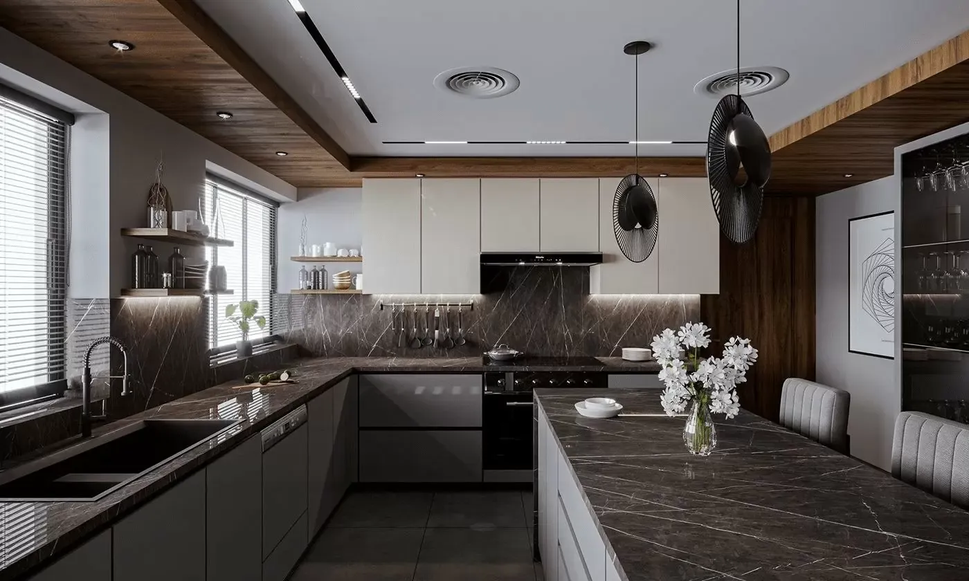 Thiết kế trần thạch cao sáng tạo nâng tầm không gian bếp