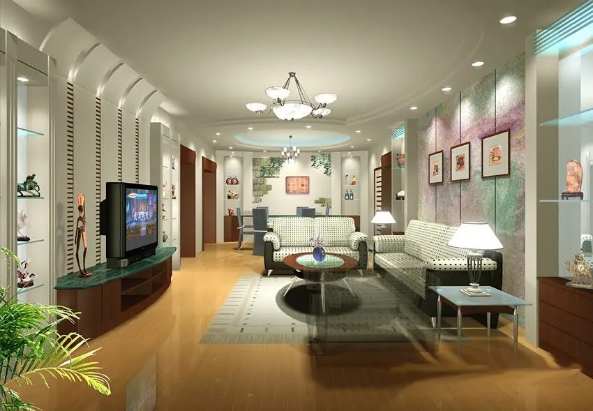 Mẫu trần thạch cao phẳng hiện đại tối giản cho phòng khách