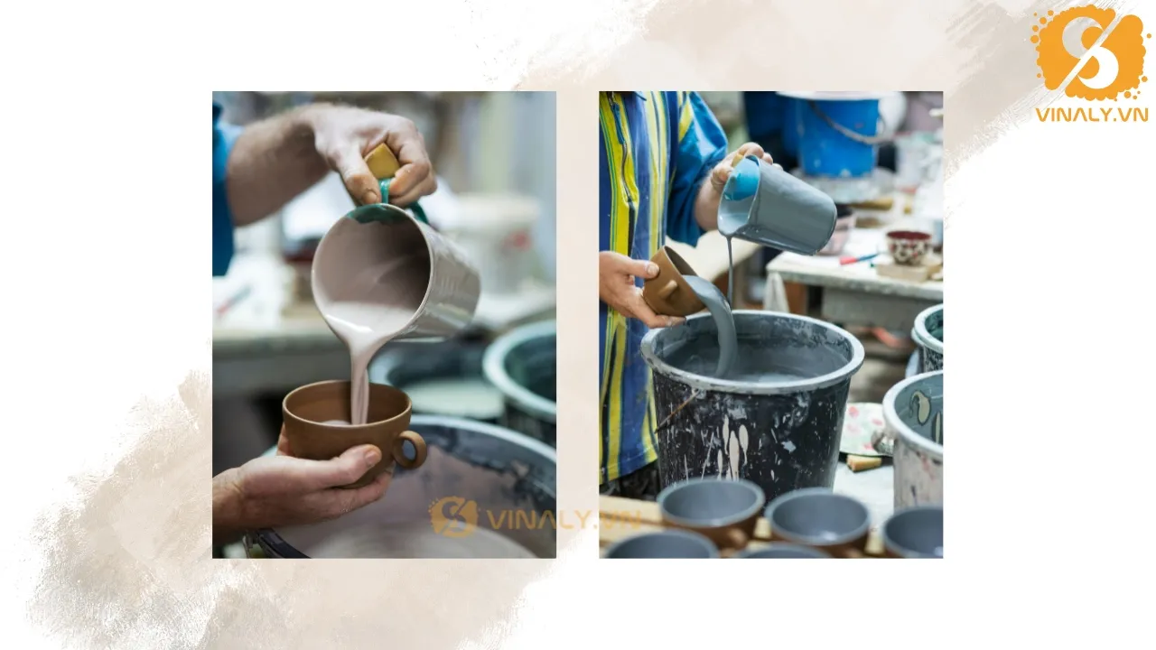 Công đoạn tráng men nghệ thuật cho sản phẩm gốm