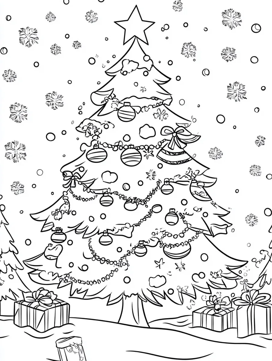 Tranh tô màu cây thông Noel