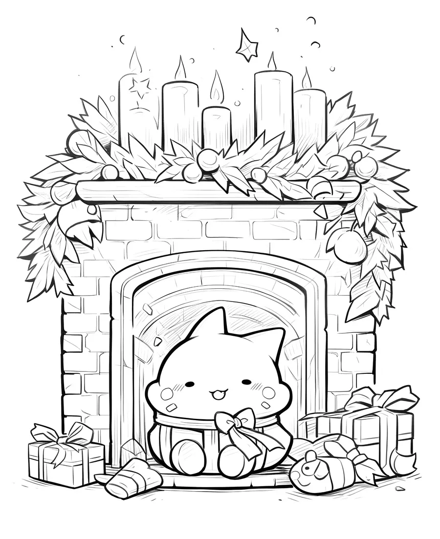 Tranh tô màu lò sưởi Noel