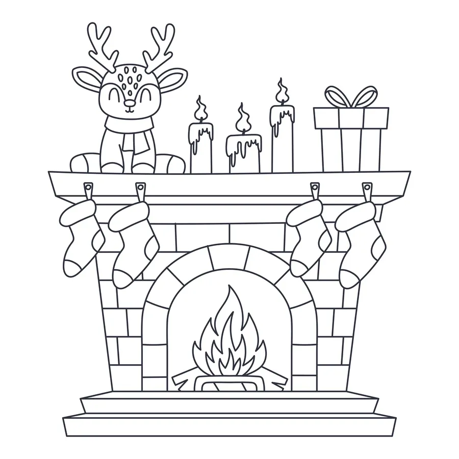 Tranh tô màu lò sưởi Noel