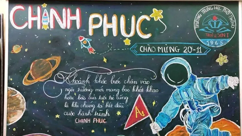 Sự kết hợp giữa thơ ca và hội họa trong trang trí bảng lớp học