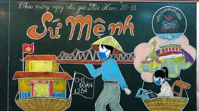 Mẫu bảng trang trí sử dụng họa tiết hoa sen thanh tao và thuần khiết