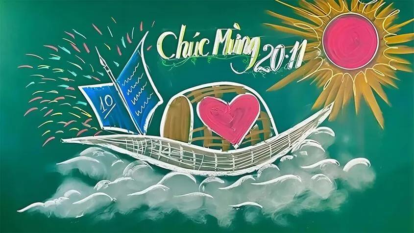 Mẫu trang trí số 6 với hình ảnh mái trường cổ kính