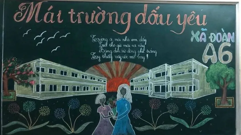 Mẫu vẽ phấn đơn giản nhưng tinh tế dành cho khối tiểu học