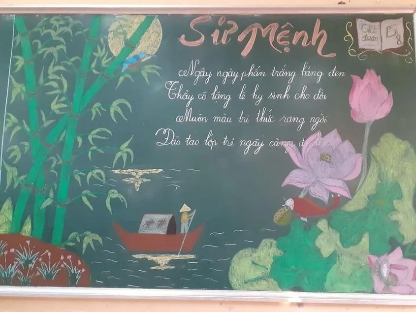 Mẫu trang trí kết hợp chữ viết tay đẹp và hình vẽ minh họa